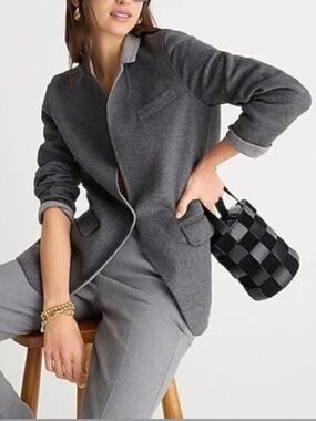 JCrew Leighton Blazer Jacket Womens 10 Gray Double Faced Wool Flannel BJ930